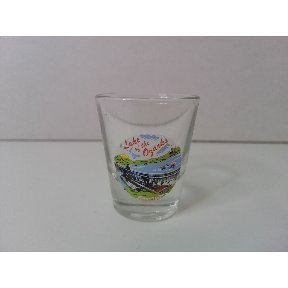 Vtg Lake Of The Ozarks Bagnell Dam shot glass 2 1/4" Tall